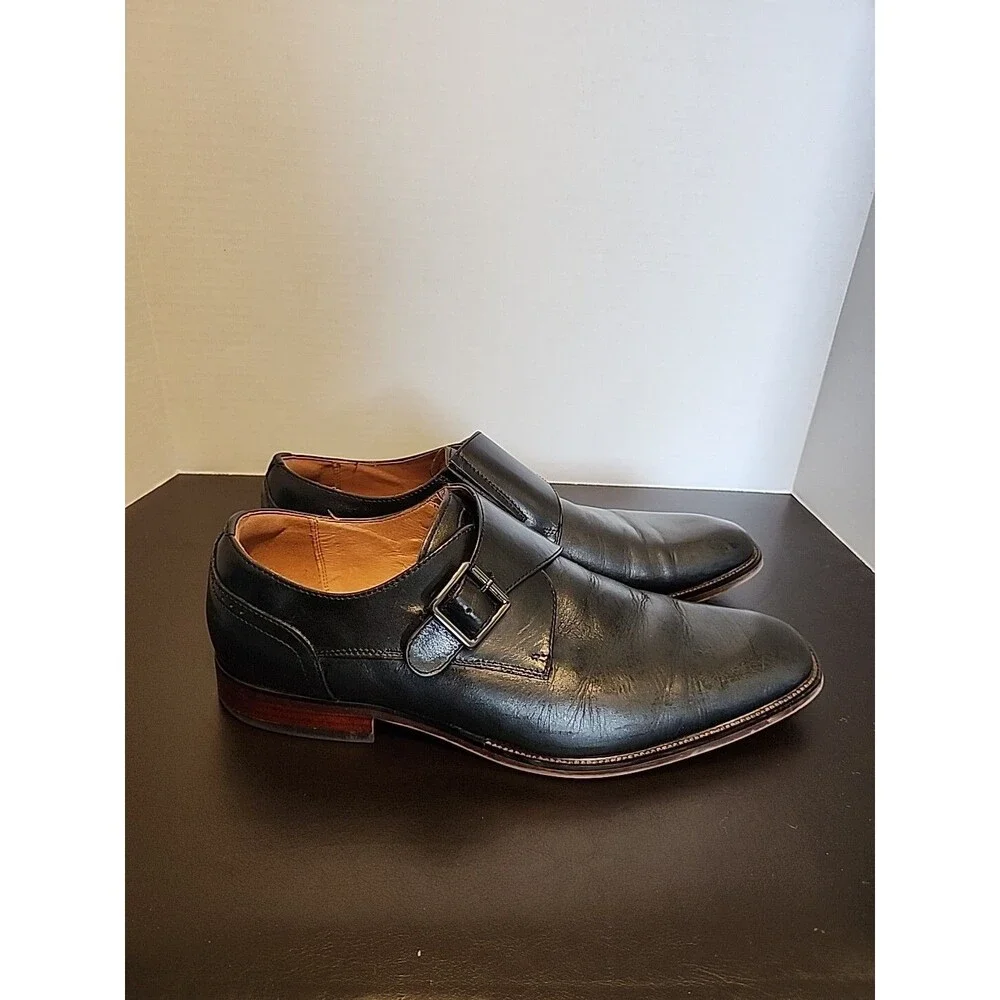 Florsheim Sorrento Plain Toe Single Monk Strap Mens Slip On Sz8.5 Black